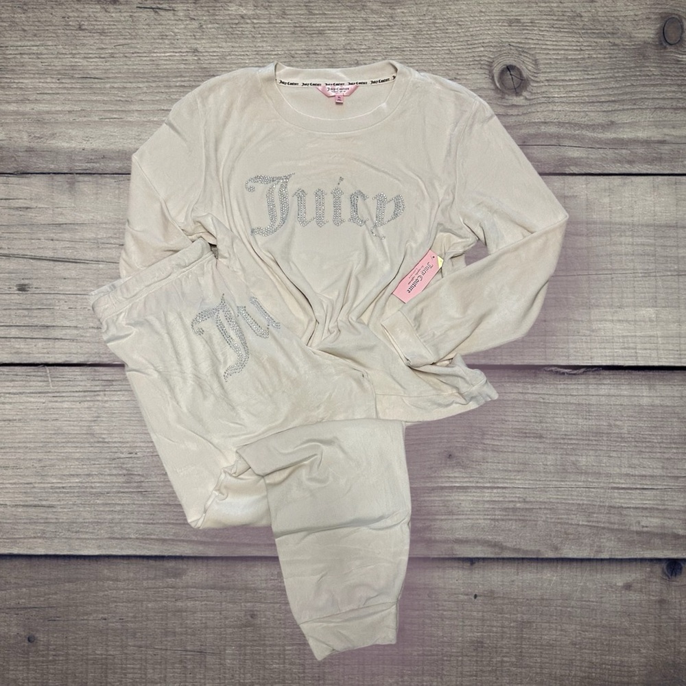 Juicy Couture Velour Jogger Pajama Set, Pastel Parchment